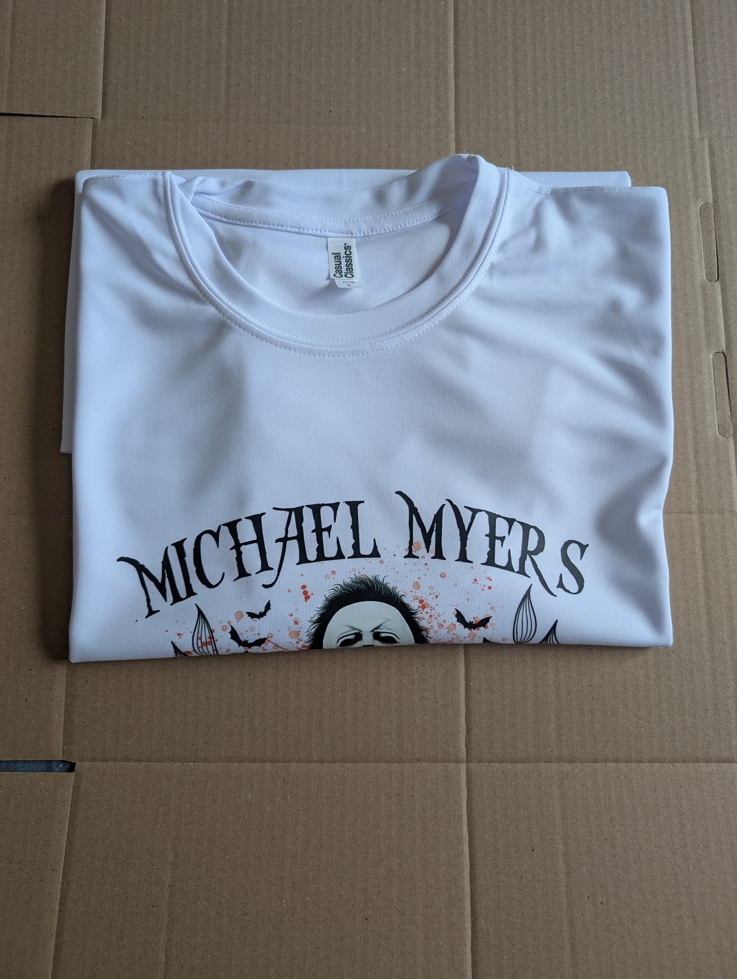 Custom Michael Myers Graphic T-Shirt | Streetwear Unisex polyester Tee | Size L