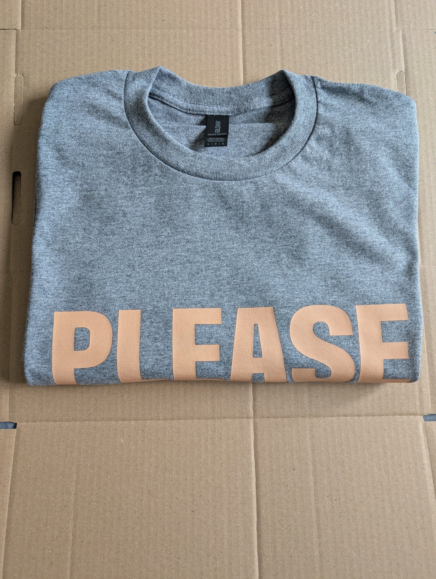 Funny quote T-shirt L Cotton Grey Short Sleeve DTF printed.