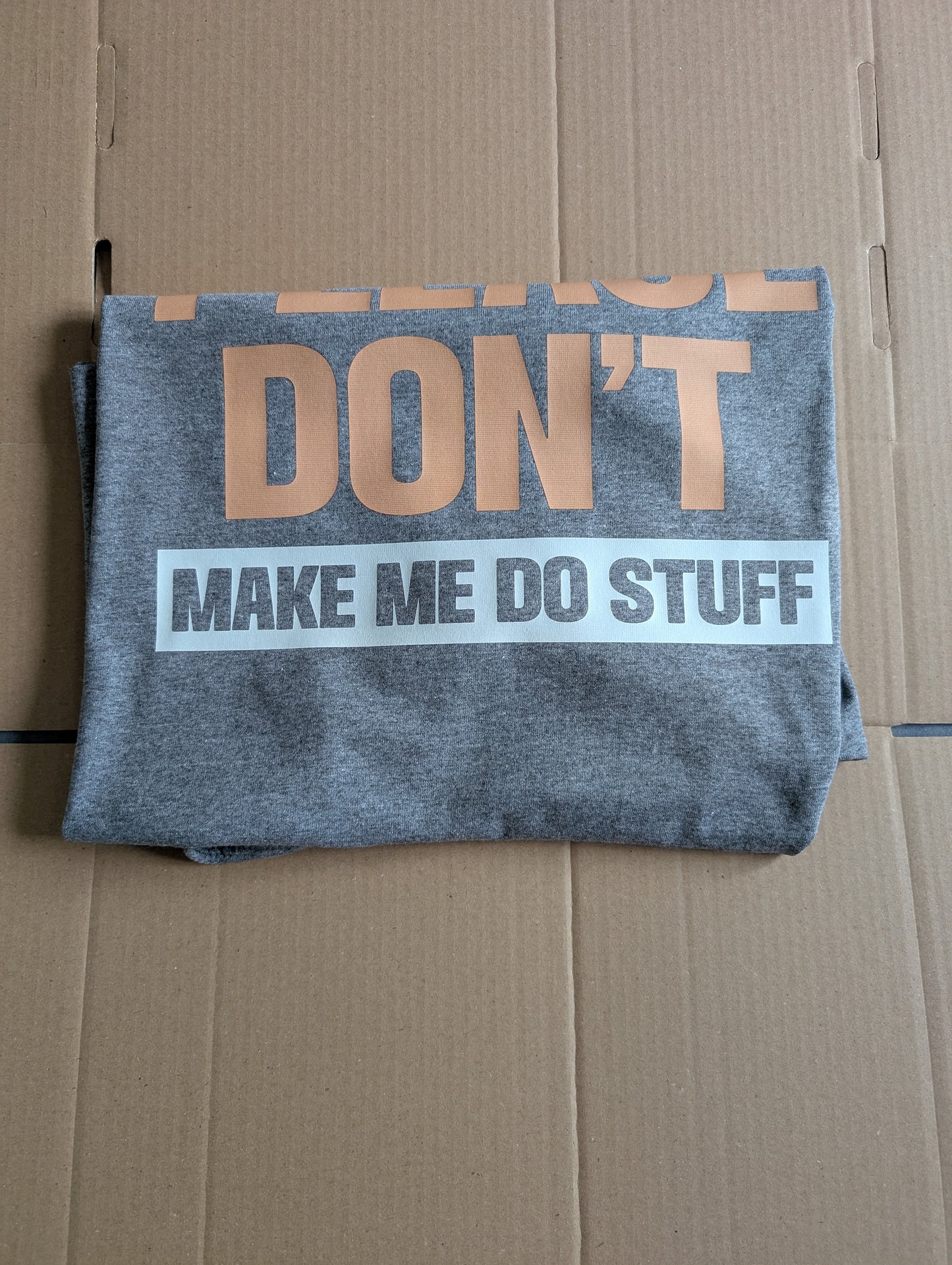Funny quote T-shirt L Cotton Grey Short Sleeve DTF printed.