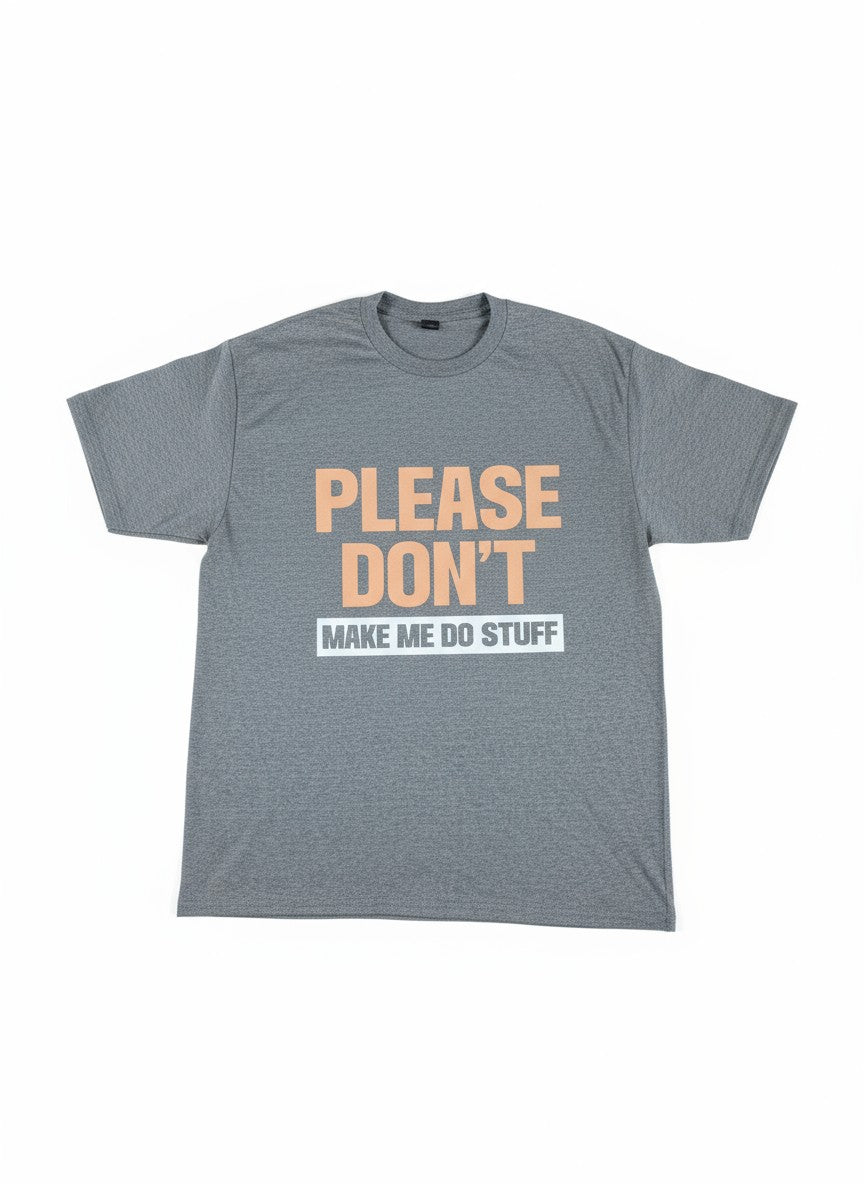 Funny quote T-shirt L Cotton Grey Short Sleeve DTF printed.